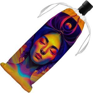 Psychedelic Girl Wine Tote Bag - Drawing Wine Tote Bag - Printed Wine Tote Bag